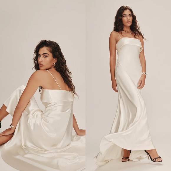 REFORMATION NWT Jovie Silk Ivory Dress - Picture 2 of 13